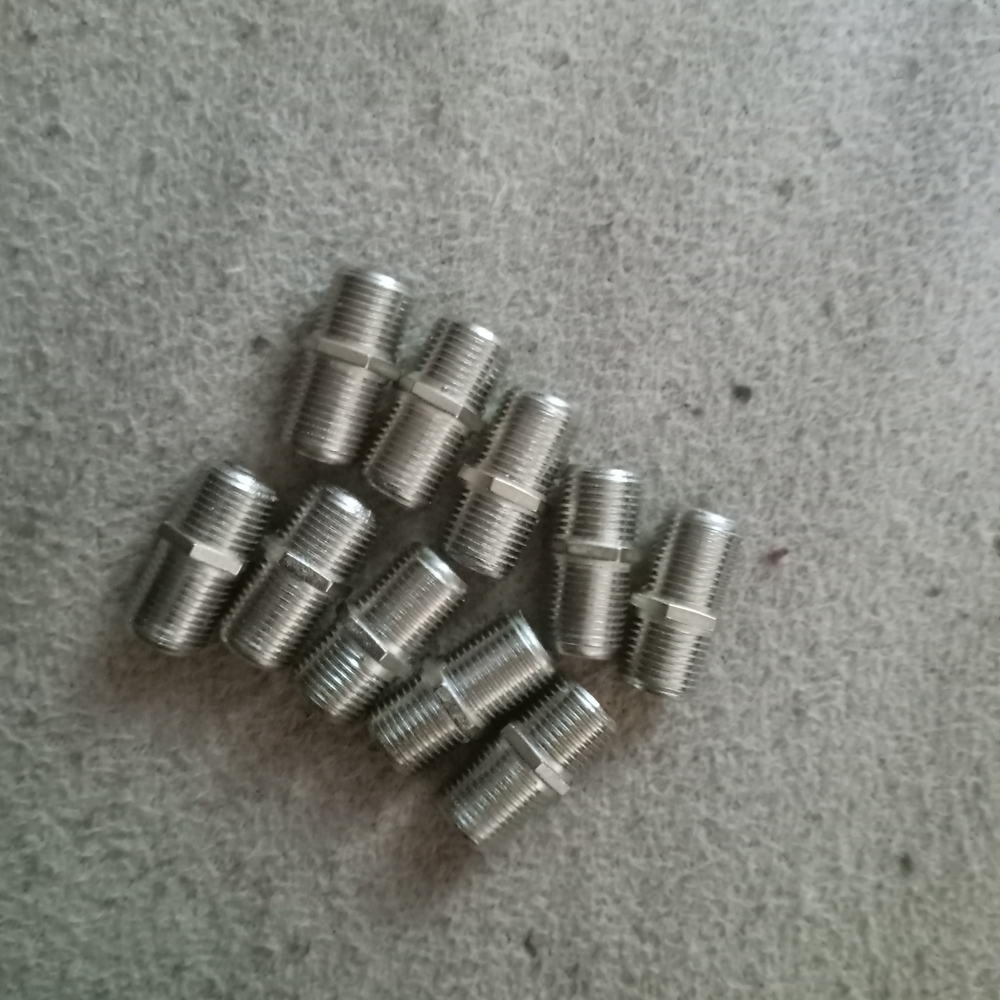 Silver Double-Ended F-Type Coaxial Cable Connectors - Pack of 12